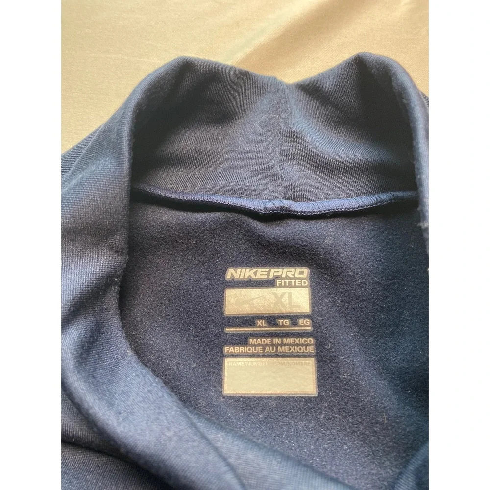 Nike Pro Fitted Dri-FIT Mens Navy Blue Mock Neck Long Sleeve Shirt 389658-419 XL
